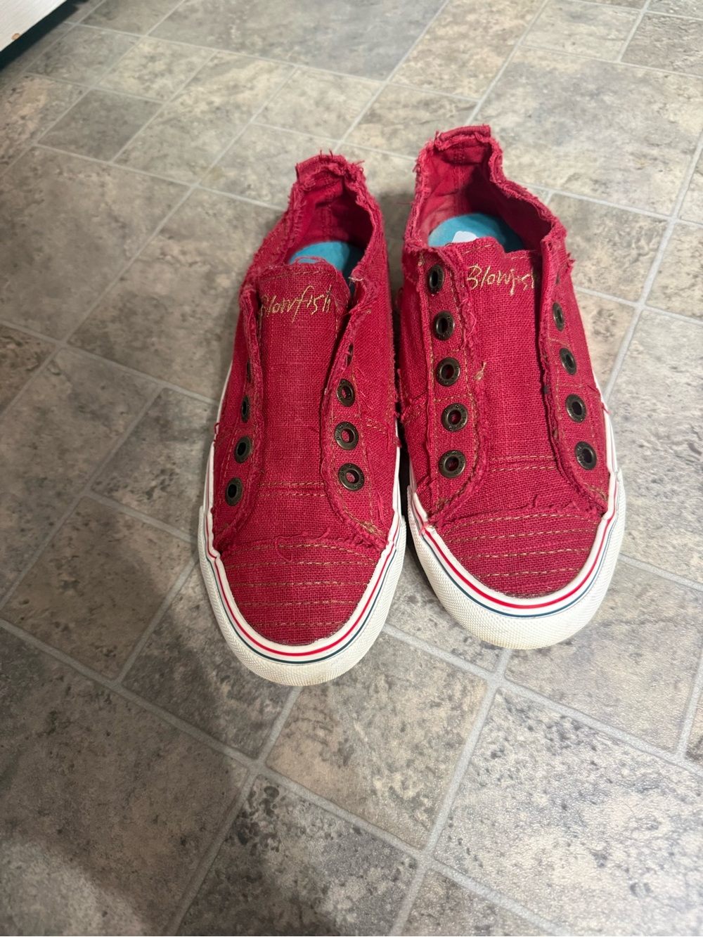Blowfish Slip-On Canvas Sneakers in Red with White Trim